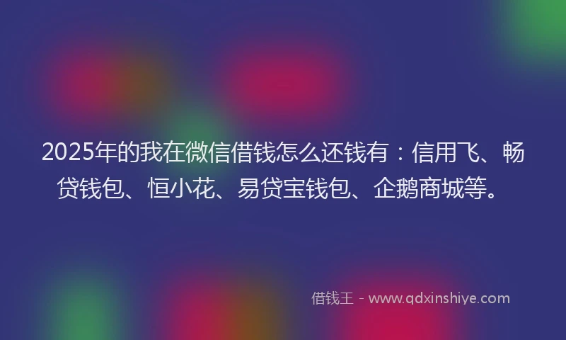 2025年的我在微信借钱怎么还钱有：信用飞、畅贷钱包、恒小花、易贷宝钱包、企鹅商城等。