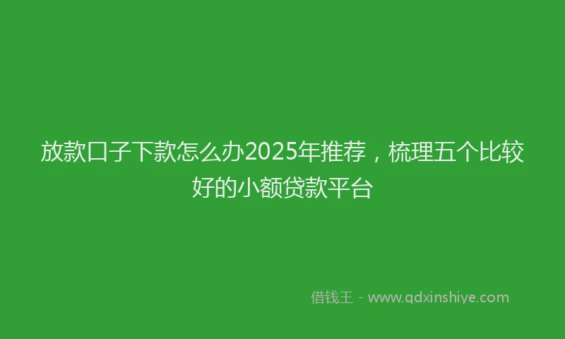 放款口子下款怎么办2025年推荐，梳理五个比较好的小额贷款平台