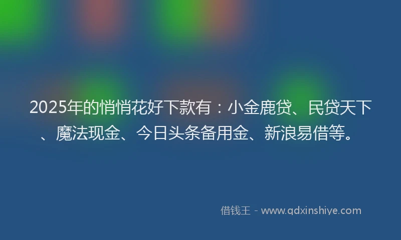 2025年的悄悄花好下款有：小金鹿贷、民贷天下、魔法现金、今日头条备用金、新浪易借等。