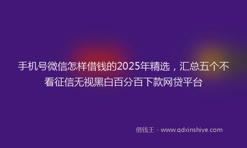手机号微信怎样借钱的2025年精选，汇总五个不看征信无视黑白百分百下款网贷平台