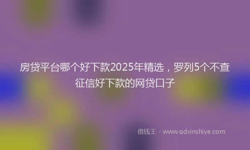 房贷平台哪个好下款2025年精选，罗列5个不查征信好下款的网贷口子