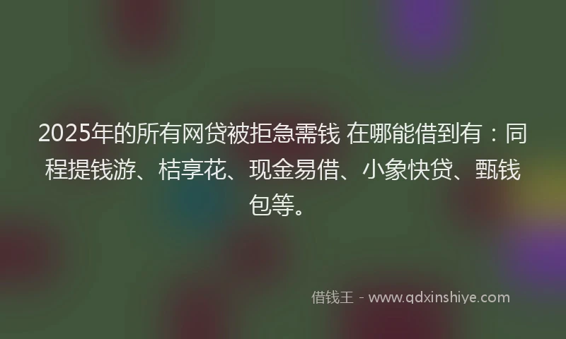 2025年的所有网贷被拒急需钱 在哪能借到有：同程提钱游、桔享花、现金易借、小象快贷、甄钱包等。