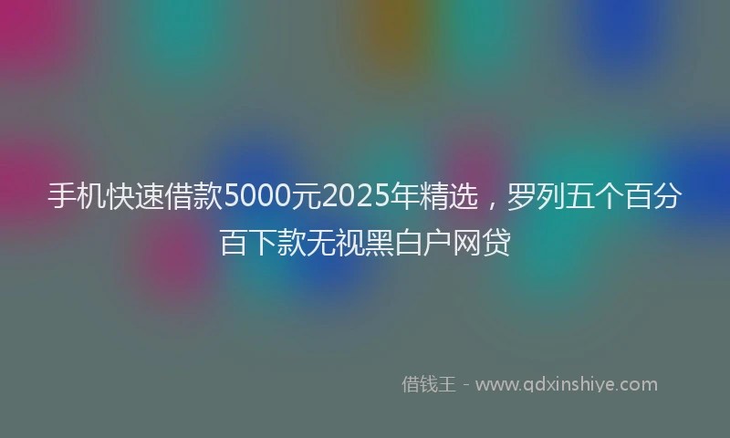 手机快速借款5000元2025年精选，罗列五个百分百下款无视黑白户网贷