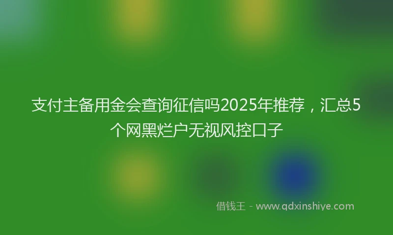 支付主备用金会查询征信吗2025年推荐，汇总5个网黑烂户无视风控口子