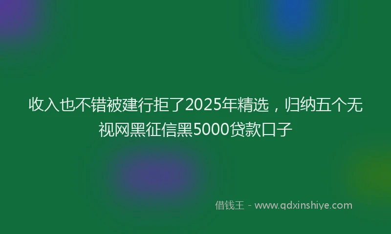 收入也不错被建行拒了2025年精选，归纳五个无视网黑征信黑5000贷款口子