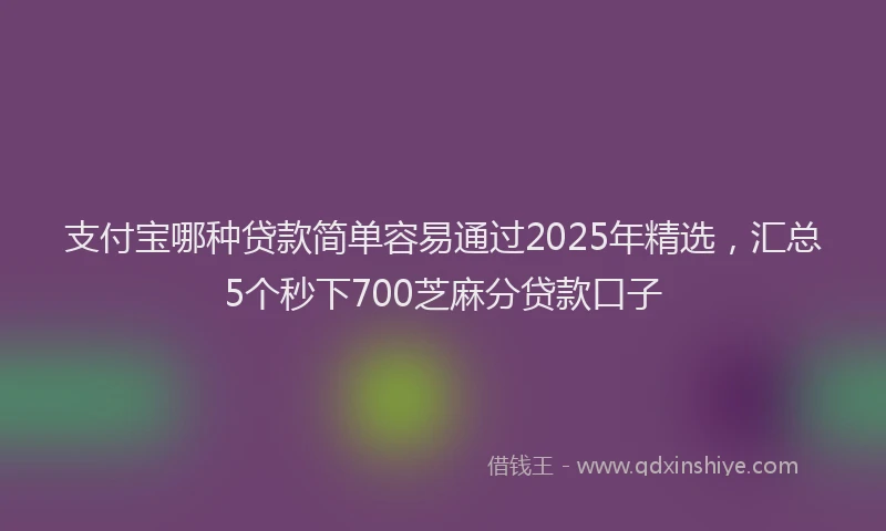 支付宝哪种贷款简单容易通过2025年精选，汇总5个秒下700芝麻分贷款口子