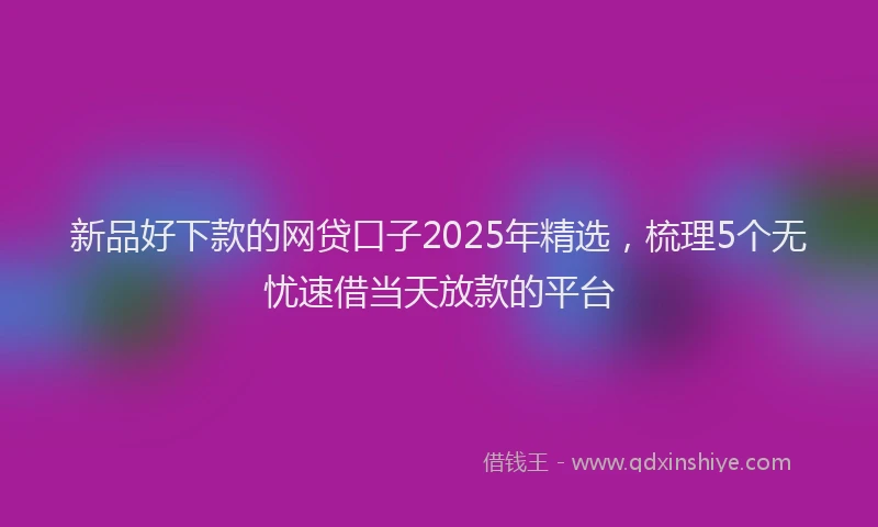 新品好下款的网贷口子2025年精选，梳理5个无忧速借当天放款的平台