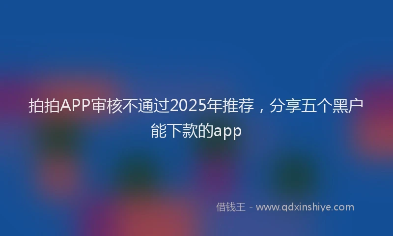 拍拍APP审核不通过2025年推荐，分享五个黑户能下款的app
