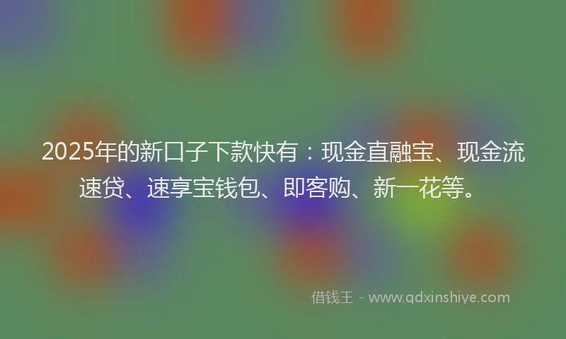 2025年的新口子下款快有：现金直融宝、现金流速贷、速享宝钱包、即客购、新一花等。