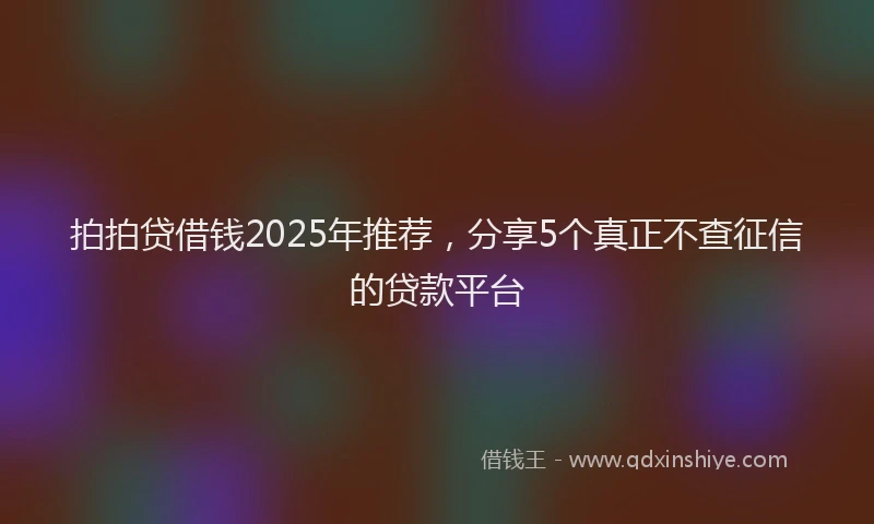 拍拍贷借钱2025年推荐，分享5个真正不查征信的贷款平台