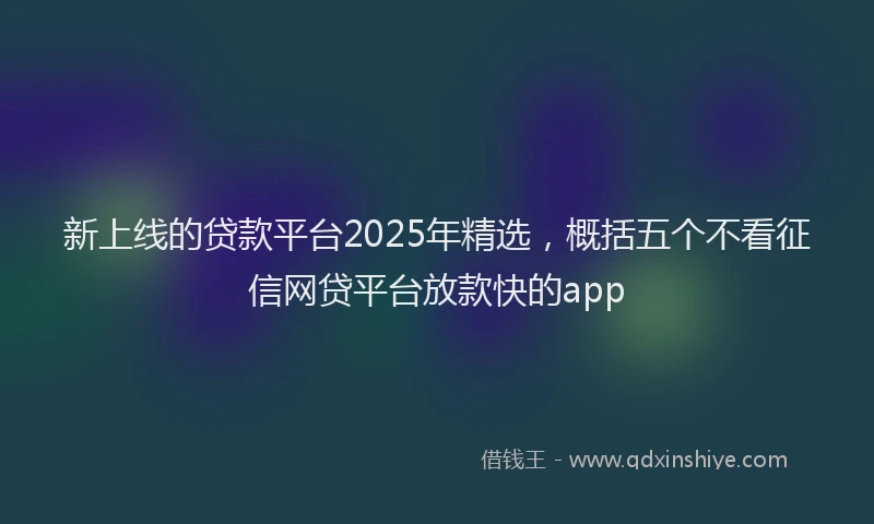 新上线的贷款平台2025年精选，概括五个不看征信网贷平台放款快的app