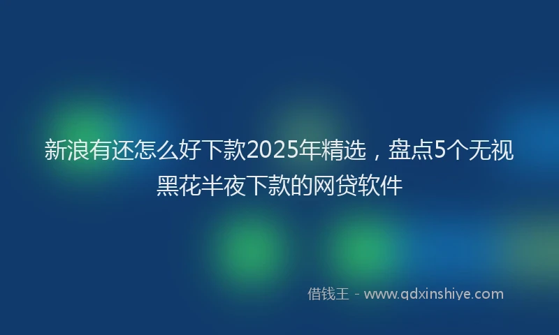 新浪有还怎么好下款2025年精选，盘点5个无视黑花半夜下款的网贷软件