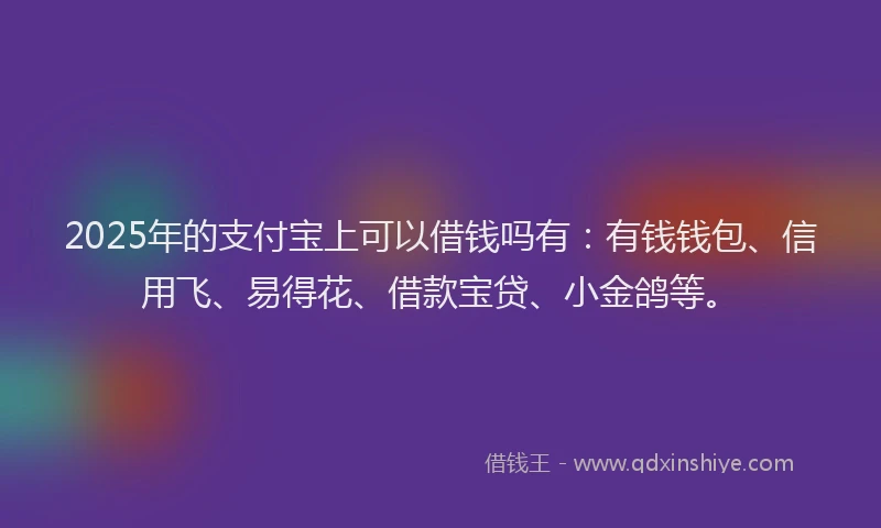 2025年的支付宝上可以借钱吗有：有钱钱包、信用飞、易得花、借款宝贷、小金鸽等。