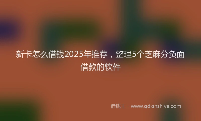 新卡怎么借钱2025年推荐，整理5个芝麻分负面借款的软件