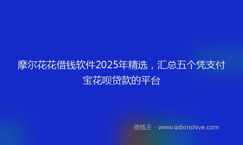 摩尔花花借钱软件2025年精选，汇总五个凭支付宝花呗贷款的平台