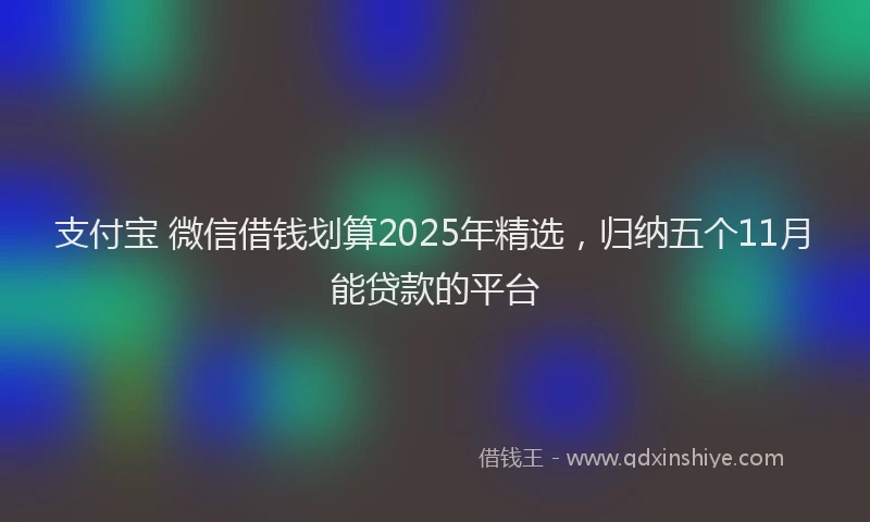 支付宝 微信借钱划算2025年精选，归纳五个11月能贷款的平台