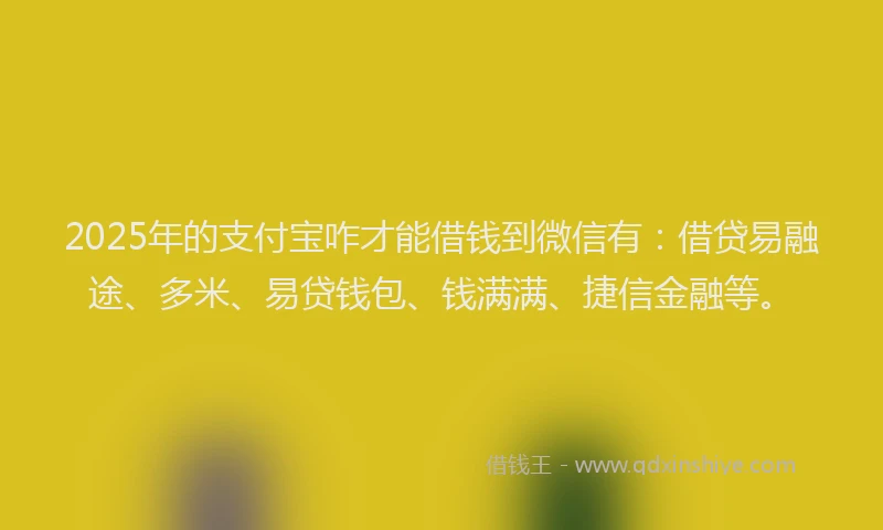 2025年的支付宝咋才能借钱到微信有：借贷易融途、多米、易贷钱包、钱满满、捷信金融等。