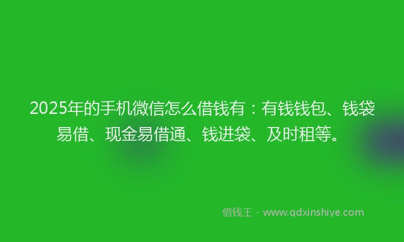 2025年的手机微信怎么借钱有：有钱钱包、钱袋易借、现金易借通、钱进袋、及时租等。