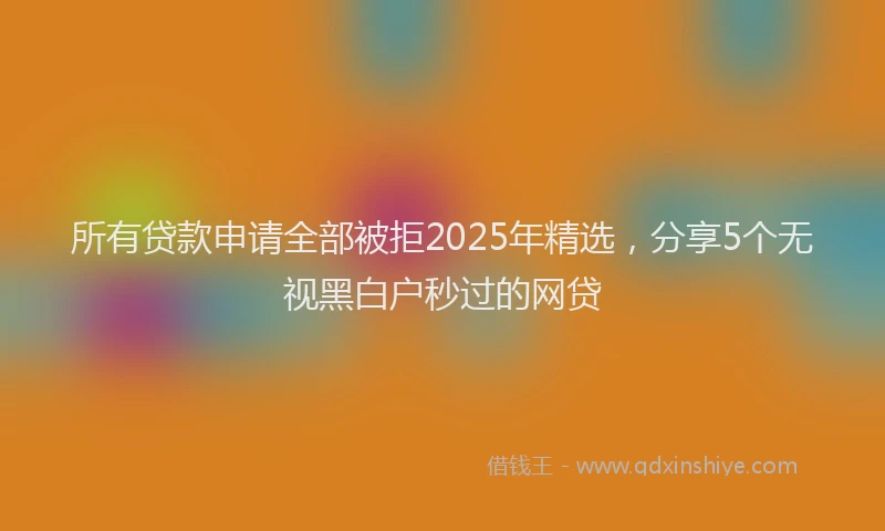 所有贷款申请全部被拒2025年精选，分享5个无视黑白户秒过的网贷