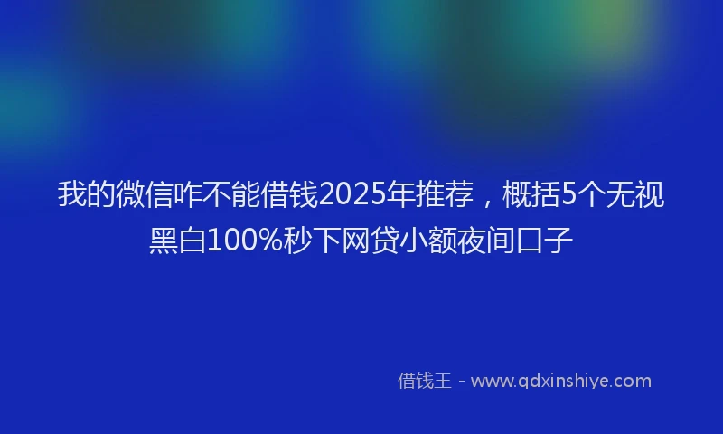 我的微信咋不能借钱2025年推荐，概括5个无视黑白100%秒下网贷小额夜间口子