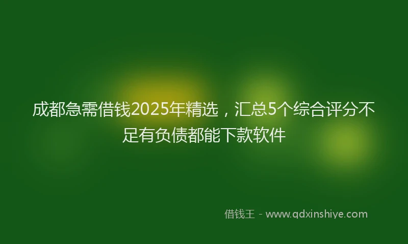 成都急需借钱2025年精选，汇总5个综合评分不足有负债都能下款软件