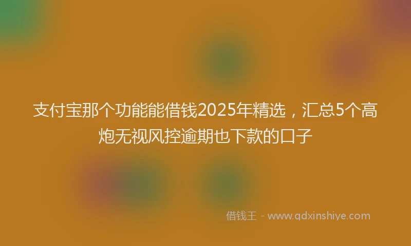 支付宝那个功能能借钱2025年精选，汇总5个高炮无视风控逾期也下款的口子