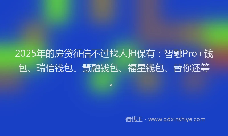 2025年的房贷征信不过找人担保有：智融Pro+钱包、瑞信钱包、慧融钱包、福星钱包、替你还等。