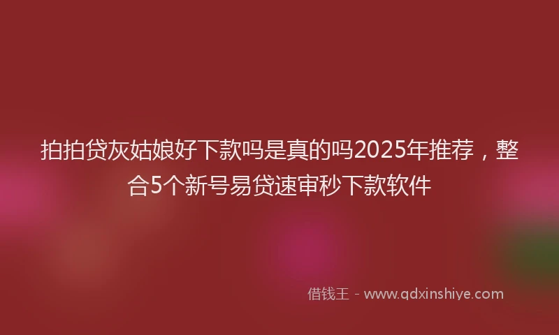 拍拍贷灰姑娘好下款吗是真的吗2025年推荐，整合5个新号易贷速审秒下款软件