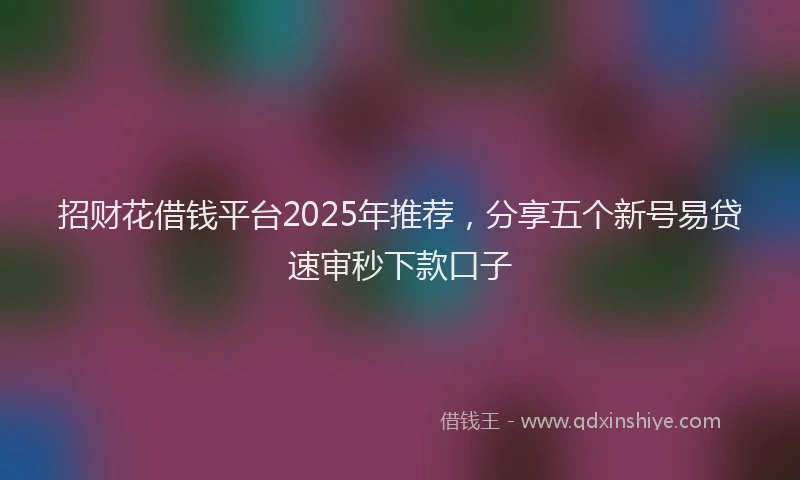 招财花借钱平台2025年推荐，分享五个新号易贷速审秒下款口子