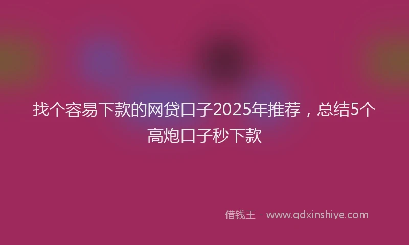 找个容易下款的网贷口子2025年推荐，总结5个高炮口子秒下款