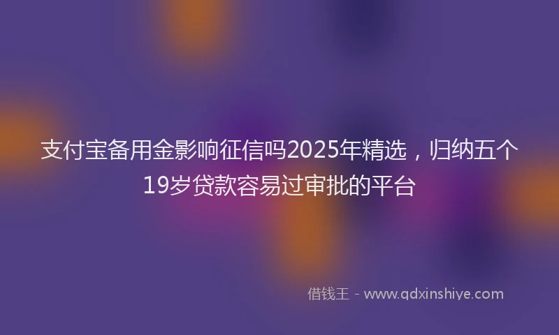 支付宝备用金影响征信吗2025年精选，归纳五个19岁贷款容易过审批的平台