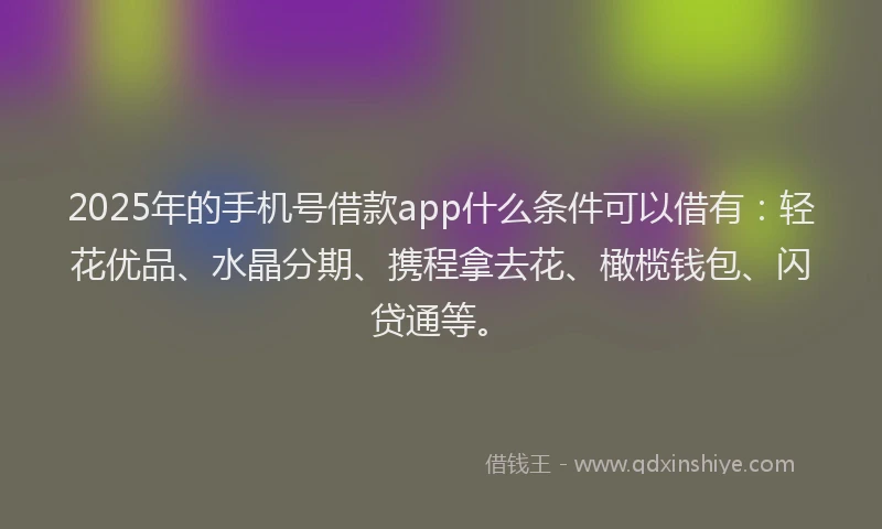 2025年的手机号借款app什么条件可以借有：轻花优品、水晶分期、携程拿去花、橄榄钱包、闪贷通等。