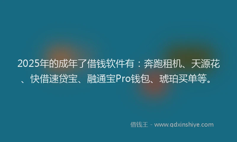 2025年的成年了借钱软件有：奔跑租机、天源花、快借速贷宝、融通宝Pro钱包、琥珀买单等。