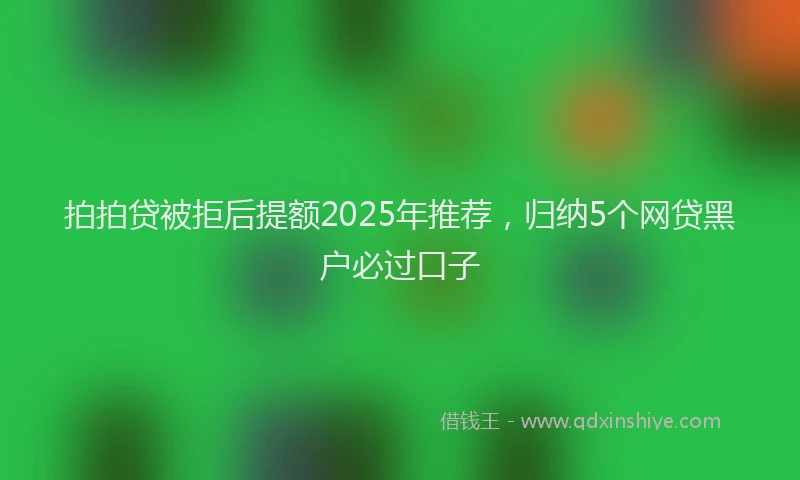 拍拍贷被拒后提额2025年推荐，归纳5个网贷黑户必过口子