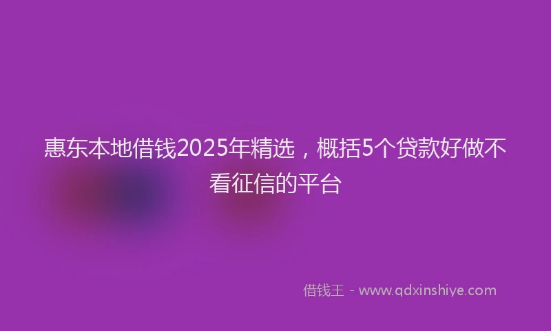 惠东本地借钱2025年精选，概括5个贷款好做不看征信的平台