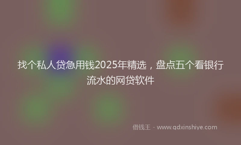 找个私人贷急用钱2025年精选，盘点五个看银行流水的网贷软件
