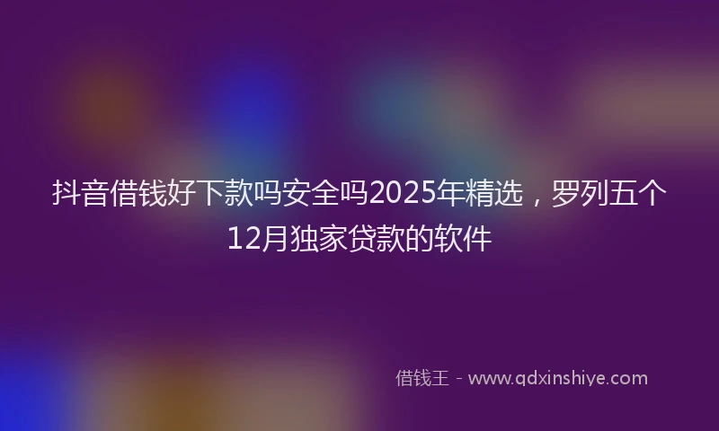 抖音借钱好下款吗安全吗2025年精选，罗列五个12月独家贷款的软件