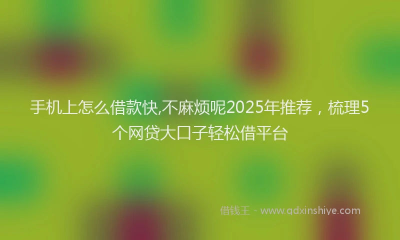 手机上怎么借款快,不麻烦呢2025年推荐，梳理5个网贷大口子轻松借平台