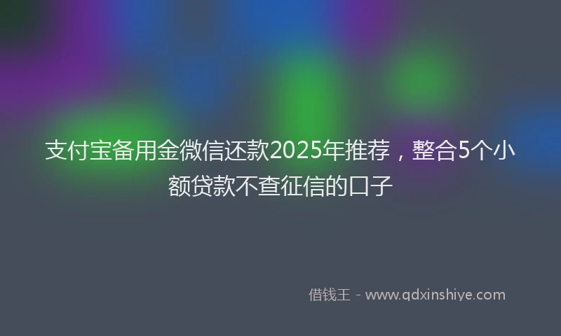 支付宝备用金微信还款2025年推荐，整合5个小额贷款不查征信的口子