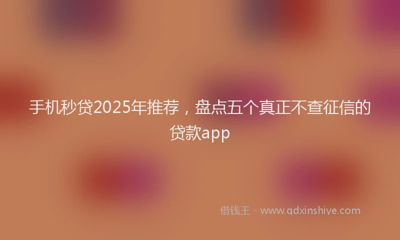 手机秒贷2025年推荐，盘点五个真正不查征信的贷款app