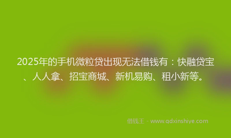 2025年的手机微粒贷出现无法借钱有：快融贷宝、人人拿、招宝商城、新机易购、租小新等。