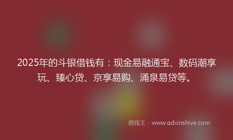 2025年的斗银借钱有：现金易融通宝、数码潮享玩、臻心贷、京享易购、涌泉易贷等。