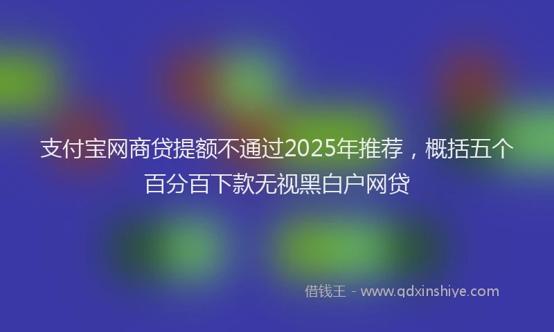支付宝网商贷提额不通过2025年推荐，概括五个百分百下款无视黑白户网贷