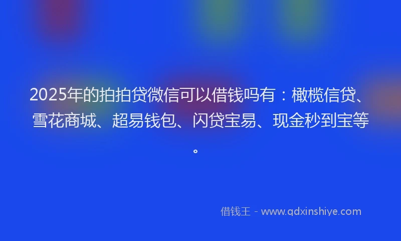 2025年的拍拍贷微信可以借钱吗有：橄榄信贷、雪花商城、超易钱包、闪贷宝易、现金秒到宝等。