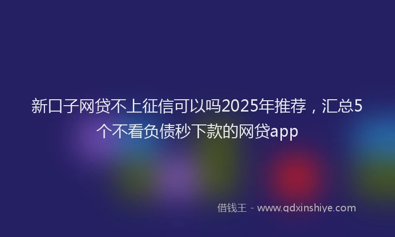 新口子网贷不上征信可以吗2025年推荐，汇总5个不看负债秒下款的网贷app