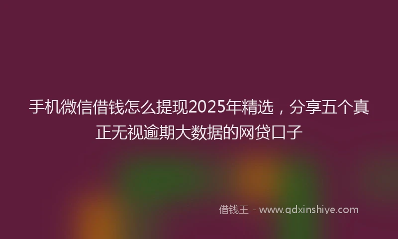 手机微信借钱怎么提现2025年精选，分享五个真正无视逾期大数据的网贷口子