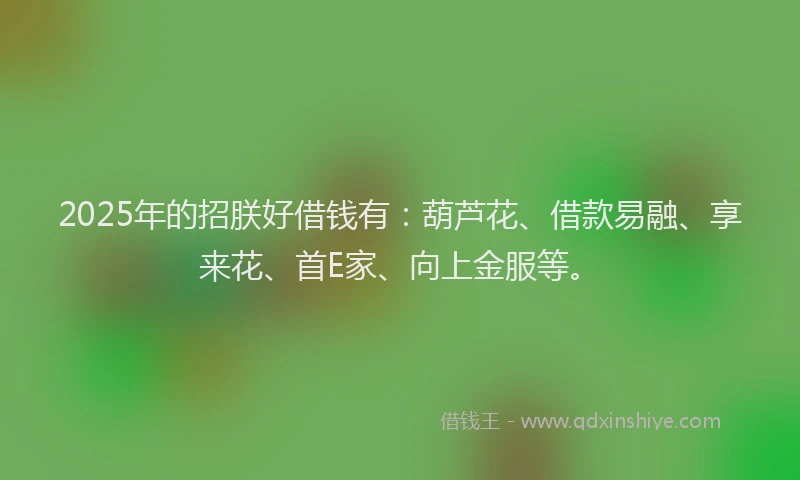 2025年的招朕好借钱有：葫芦花、借款易融、享来花、首E家、向上金服等。