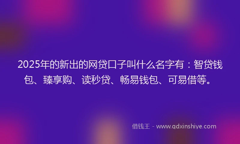 2025年的新出的网贷口子叫什么名字有：智贷钱包、臻享购、读秒贷、畅易钱包、可易借等。