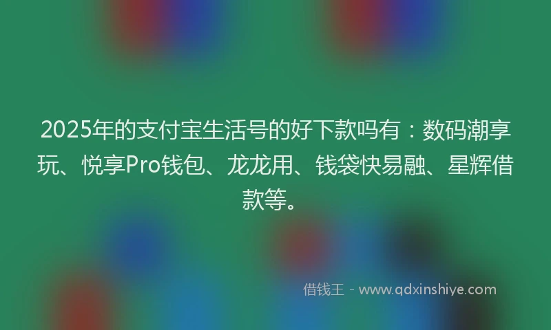 2025年的支付宝生活号的好下款吗有：数码潮享玩、悦享Pro钱包、龙龙用、钱袋快易融、星辉借款等。