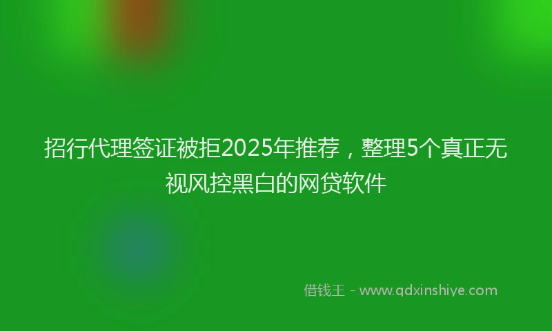 招行代理签证被拒2025年推荐，整理5个真正无视风控黑白的网贷软件
